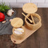 Natural Bamboo Salt and Pepper Bowl, Bamboo Salt Cellar with Built-in Spoon and Magnetic Swivel Lid, Single Compartment