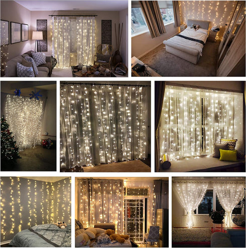 Magictec 300 8 LED Curtain String Light, Lighting Modes Fairy Twinkle String Lights Wedding Party Home Garden Bedroom