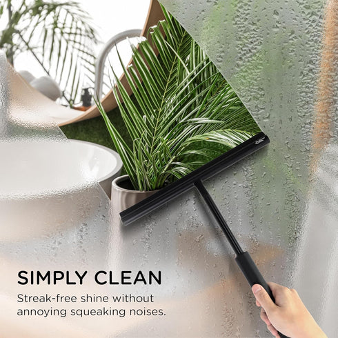 BADIONA 100 cm Telescopic Shower Squeegee Black - With Suction Hook & up to I Shower squeegee for glass doors Cleaner