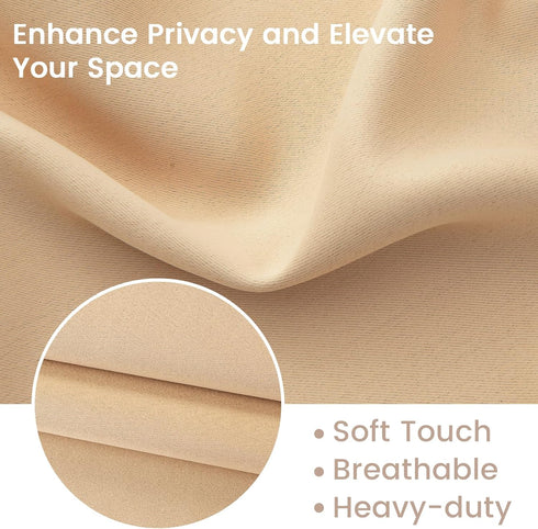 Self-Adhesive Door Curtain for Small Door Window Coverings, 1 Panel, W10 x L42, Beige