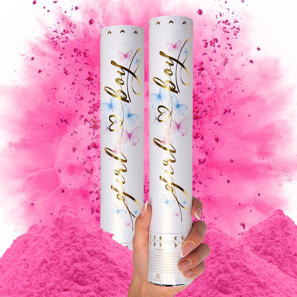 PrimePure Gender Reveal Confetti Cannon - Biodegradable Powder Cannons Smoke Bomb -