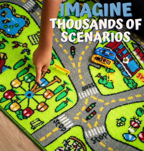 71 39 312 ToyVelt Carpet Playmat Kids Rug - X-Large x Educational City Road Traffic Mat for Kids Ages - Preschool Rug