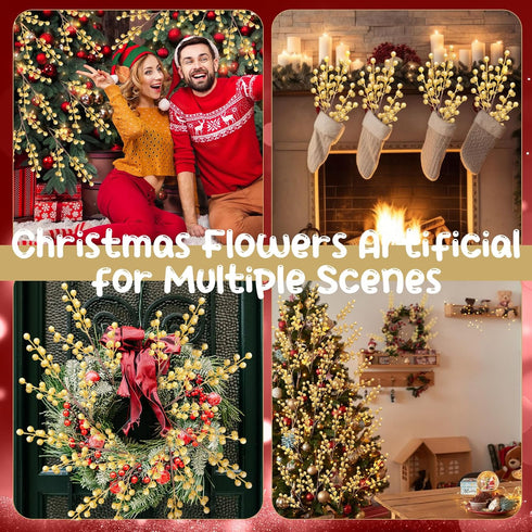 12 16 Inch Norme Pcs Glitter Gold Christmas Tree Decoration Gold Christmas Tree Picks Floral Ornaments DIY Artificial