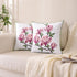 Embroidered Throw Pillow Covers 18x18 Inch Set of 2 Pink Magnolia Flower Spring Pillowcases, Square Pillow Cushion for Living Room Sofa Bed by LUOYEHK