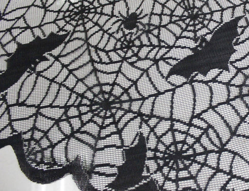 Black Lace Tablecloth Round Overlay, 70" for Halloween Party, Easter, Fireplace, and Mantle Cover Decoration