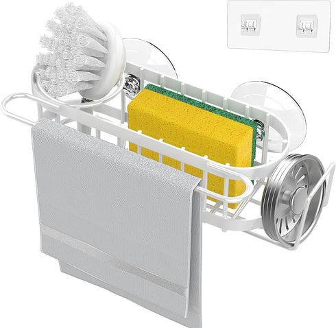 2 Cisily Kitchen Sink Caddy Sponge Holder in The Sink, Stainless Steel Kitchen Sink Organizer, Brush Holder, Dish Cloth