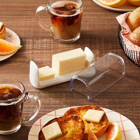 Chefn Slice'n Store Butter Dish with Built-In Slicer Lid Fits Long & Short Sticks, Measurement Marks Included Keeps
