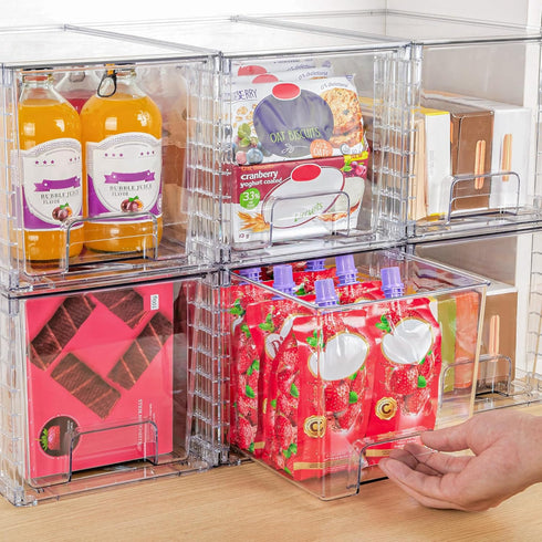 Vtopmart 4 Pack Large Stackable Storage Drawers, Acrylic Bathroom Closet Organizers for Kitchen Cabinets and Makeup