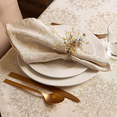 DII Holiday Dining Table Linen Napkin Set, 20x20, Jacquard Snowflakes, 6 Piece Sparkle Metallic Kitchen Décor