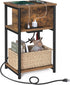 VASAGLE Side Table with Charging Station, 3-Tier End Table with USB Ports