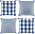 DII Decorative Square Throw Pillow Cover Collection, 18x18, Navy Gingham, 4 Piece