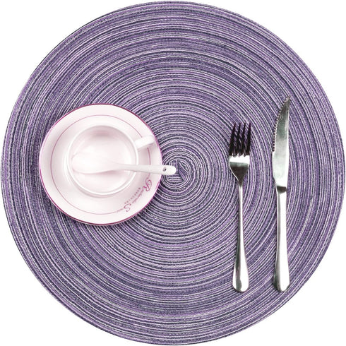SHACOS Round Placemats Set of 4, Braided Cotton Place Mats, 15 inch for Kitchen Dining Table Holiday Party