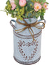 Rustic Shabby Chic Galvanized Milk Can Vase with Handle, Vintage Farmhouse Flower Vase for Centerpieces, 7.7"