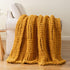 50"x60" Bunnikins & Clover Mustard Yellow Throw Blanket for Couch, Chunky Knit Gold Blanket Throw with Chenille Yarn