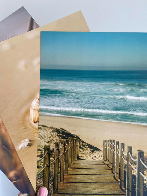 Sandy Beach Landscape Set of 3 Unframed Wall Prints, Coastal Ocean Waves and Beach Path Posters for Home Decor (8x10)