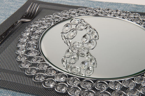 Set of 4pcs Silver Crystal Napkin Rings Handcraft Sparkly Holders for Special Occasions