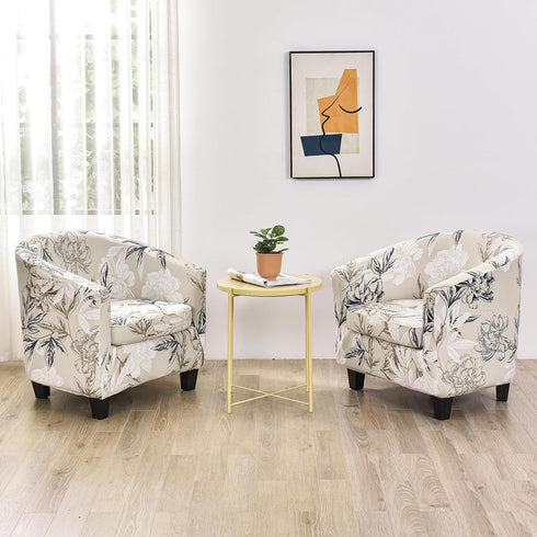 2 Room,D11 CRFATOP Piece Club Chair Slipcover Stretch Barrel Chair Covers Printed Tub Chair Slipcovers Soft Armchair