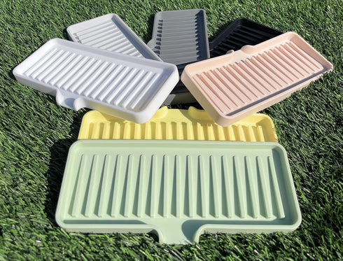 9"x3.5") Happitasa Silicone Soap Dish Tray and Sponge Holder with Drain Chute, Rectangular, Kitchen and Bathroom Sink