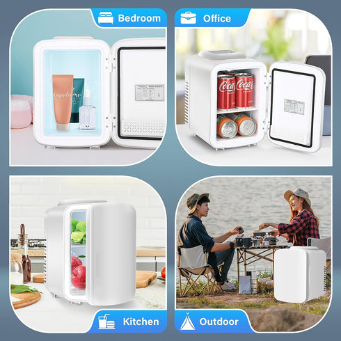 YSSOA Portable Mini Fridge, 4L Cooler/Warmer for Food, Drink, SkinCare, Office, White