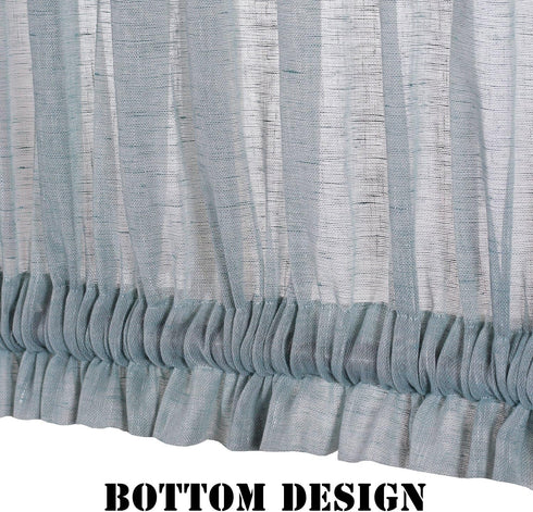 H.VERSAILTEX Sheer French Door Curtain, Light Filtering Rod Pocket Drapes, 52"x72" - Teal, Tieback Included