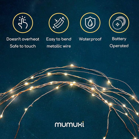 MUMUXI 24 Pack 7.2ft Fairy Lights Battery Operated String Lights, 20 Mini LEDs for Wedding Party Decorations