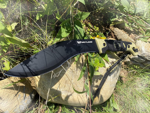 WEYLAND Kukri Machete Knife - Tactical MOLLE Sheath, Fixed Full Tang Steel Blade for Camping, Gardening, Yard Work