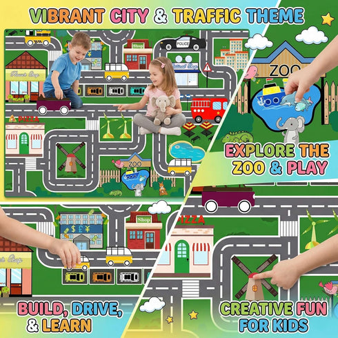 5x7 Kids Carpet City Play Mat - Cars Rugs for Boys Room Road Rug for Kids Car Track Rug for Bedroom Car Mat for Kids