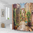 Italian Architectural Landscape Shower Curtains European Old Mediterranean Street Stone Rock House Vintage Country Scenery Bathroom Decor Polyester Fabric Curtain 70 x 70 Inch with Hooks by Yadshoti