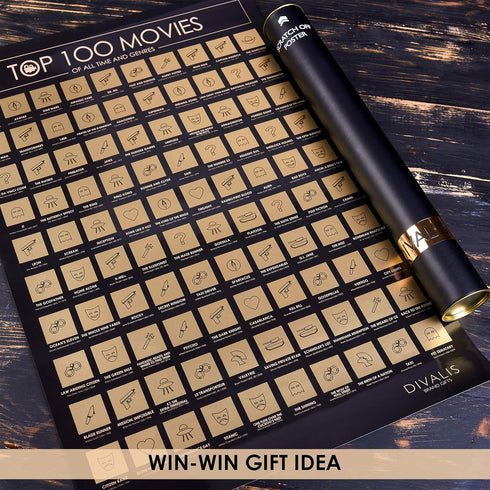 3 in 1 Gift Set - Top 100 Scratch Off Movies, Horrors, Comedy Posters Bundle - Essential Cinema Checklist