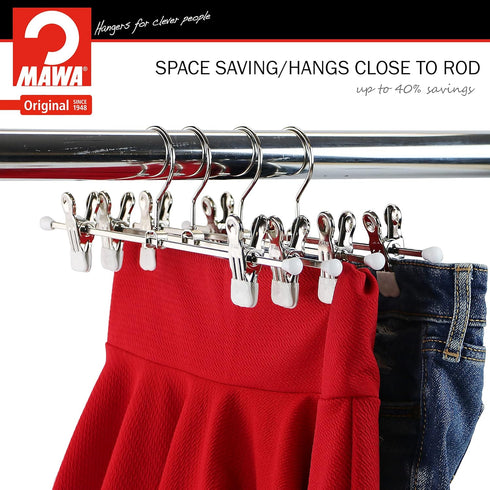 Mawa by Reston Lloyd Non-Slip Space-Saving Clothes Hanger for Pants & Skirts, Set of 10, White