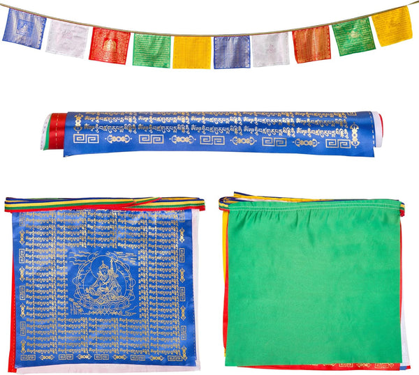 ZenBless Tibetan Prayer Flags Set, 10 Flags, 13.7"x13.4", Buddhist Flag Blessed by Tibetan Monks for Outdoor Garden