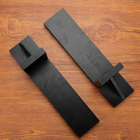 OwnMy Set 2 of Wooden Wall Candle Sconces Rustic Wall Mount Wooden Pillar Candle Sconces, Black Farmhouse Wall Candle
