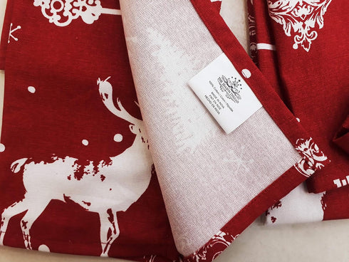 Set of 3 Tea Towels, Christmas Forest, 100% Cotton, Size 18x28 Inch, Perfect for Thanksgiving and Christmas