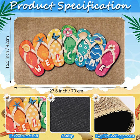 Summer Flip Flop Door Mat Non Slip Rubber Summer Slippers Welcome Doormat Summer Nautical Beach Flip Flops Front Door Rug for Indoor Outdoor Floor Door Mat Home Bath Room Decoration 27.5 x 16.5 Inch by Tallew