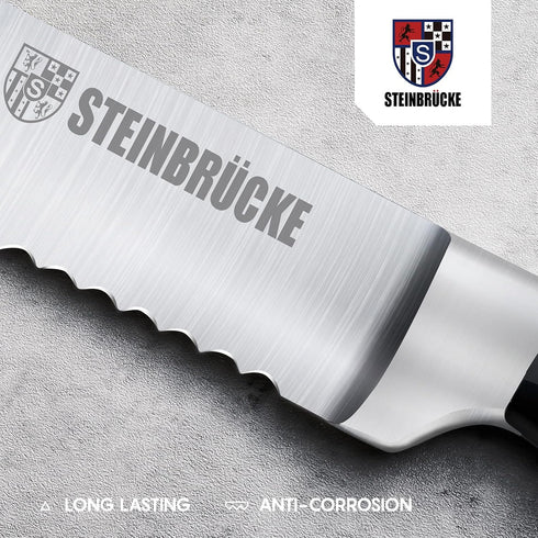 10 Inch Giovent Serrated Bread Knife - Ultra Sharp German Stainless Steel Forged Kitchen Knife for Homemade Bread