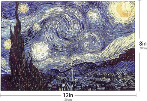 Tempered Glass Cutting Board for Kitchen, Van Gogh Design Blue Starry, Small Heat Resistant, 8x12 inch