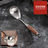 Large Serving Spoons - 304 Stainless Steel Cooking Spoon with Heat Resistant Wooden Handle, Silver, 12.4 Inch