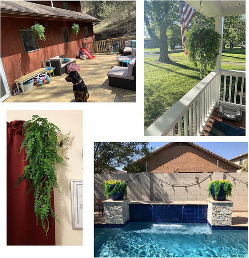 YYaaloa 2-Pack Artificial Hanging Plants, 31.5 Inch Boston Fern Fake Leaves, Greeny Chain Wall Decor for Home Garden