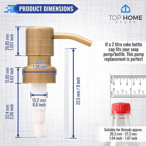 Stainless Steel Soap and Lotion Dispenser Pumps, 2 Pack Replacement for Your Bottles (Bronze)