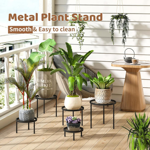 5 Pack Metal Plant Stand Indoor Outdoor Heavy Duty Plant Stands Anti-Rust Iron Flower Pot Stands,Flower Pot Stand Plant
