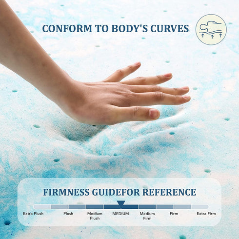 EGO Topper 2 Inch Twin Memory Foam Mattress Topper - Cooling Gel Foam for Pressure Relief, Ventilated Design Bed Topper