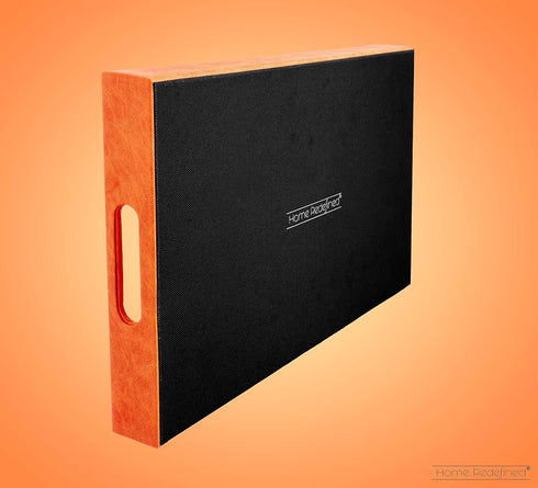 17.5"x12" Home Redefined Beautiful Modern Elegant Rectangle Orange Faux Leather Decorative Tray Ottoman Coffee Table