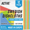 ACTIVE Swedish Dish Cloths for Kitchen 12 Pack Cellulose Sponge Cloth, Washable