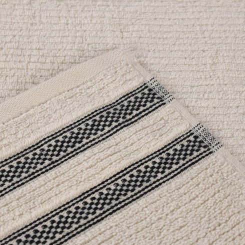3-Piece Set, 1 1 1 Superior Cotton Towel Zero Twist, Ribbed Geometric, Bathroom Essentials, Shower, Spa, Luxury Plush