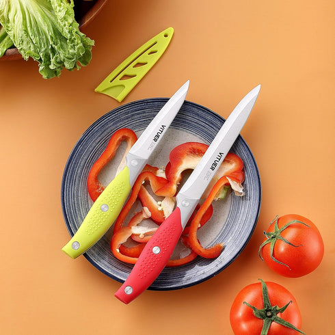 Chef Knife Set, 3PCS Multicolor Stainless Steel Kitchen Knives, 8" Chef's, 4.5" Utility, 4" Paring Knife (3Pack)