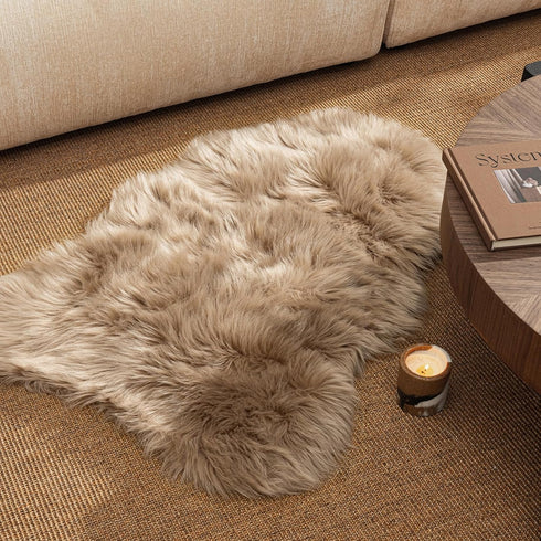 Ashler Faux Fur Rug, Beige Area Rugs, Fluffy Sheepskin Fur Rug, 2 x 3 Ft, Machine Washable Shag Rug