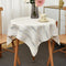 Limalred Rustic Striped Embroidery Small Square Tablecloth, Openwork Heavy Weight Linen Wrinkle Resistant