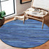 The Beer Valley Cotton Woven Rag Rug, 4' Round - Navy Blue Boho Circle Rug for Living Room, Bathroom, Bedroom