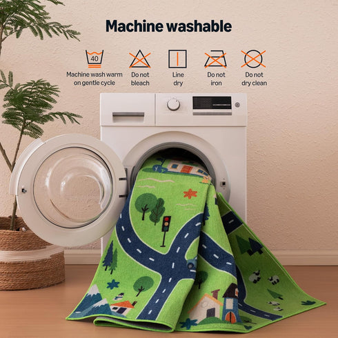3' 5' Amazon Basics Kids Washable Area Rug, Printed Carpet Play Mat for Living Room, Bedroom, Nursery, Classroom, W L