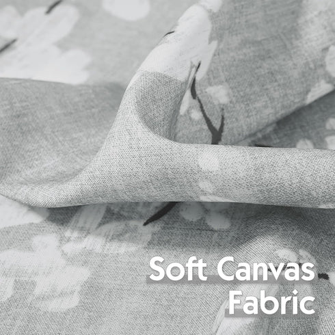 FMFUNCTEX Gray White Floral Printed Bathroom Tier Curtains, 36 Inches Long, 2 Panels Set for Kitchen, Living Room,